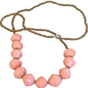 Teng Yue Paper Beads Pink Necklace